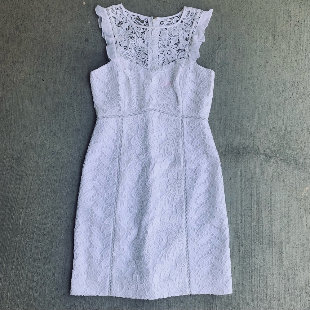 NEW Lilly Pulitzer Maya Dress White Lace 4 Butterfly Sleeves Shift Fitted